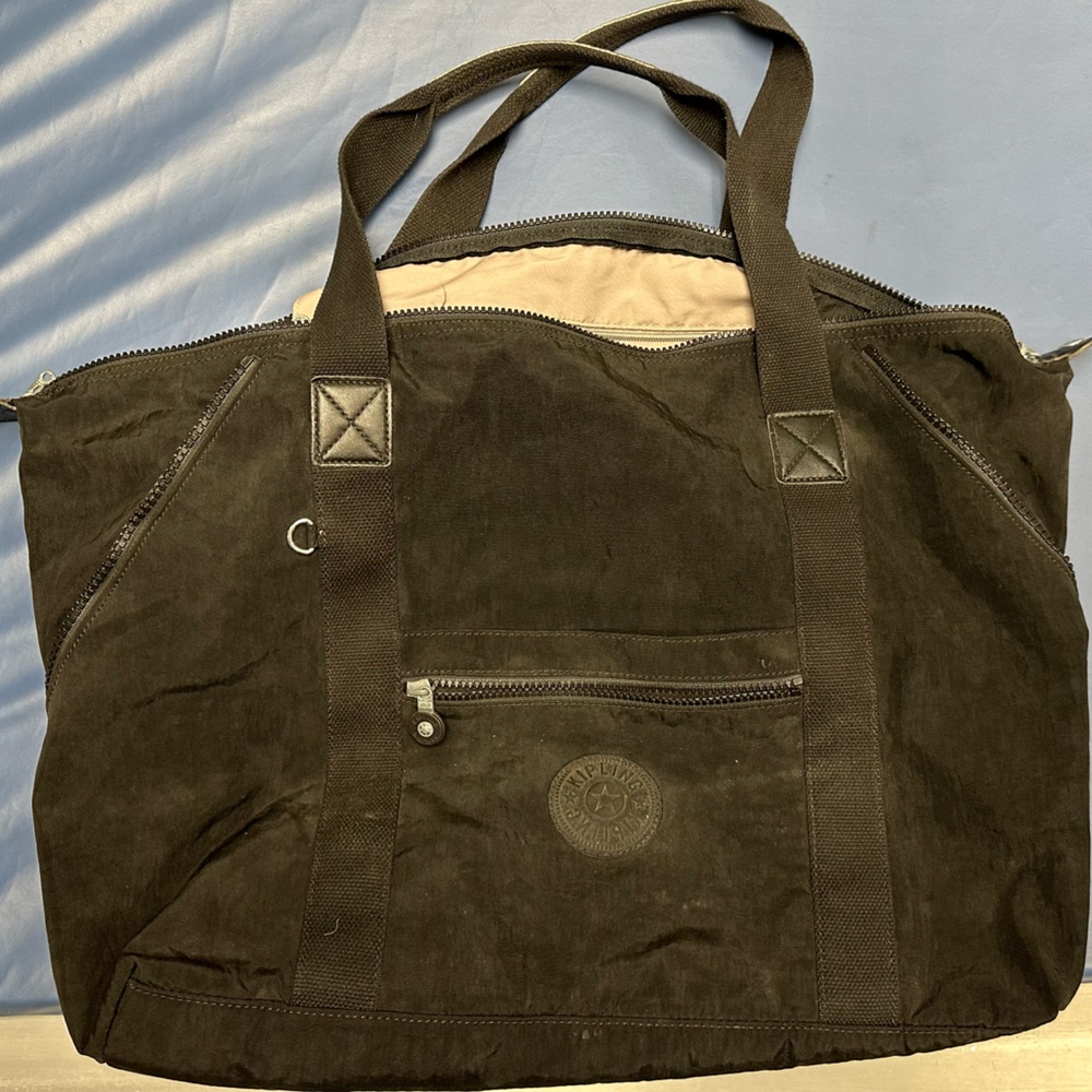 Kipling Black Canvas Weekender Tote Bag